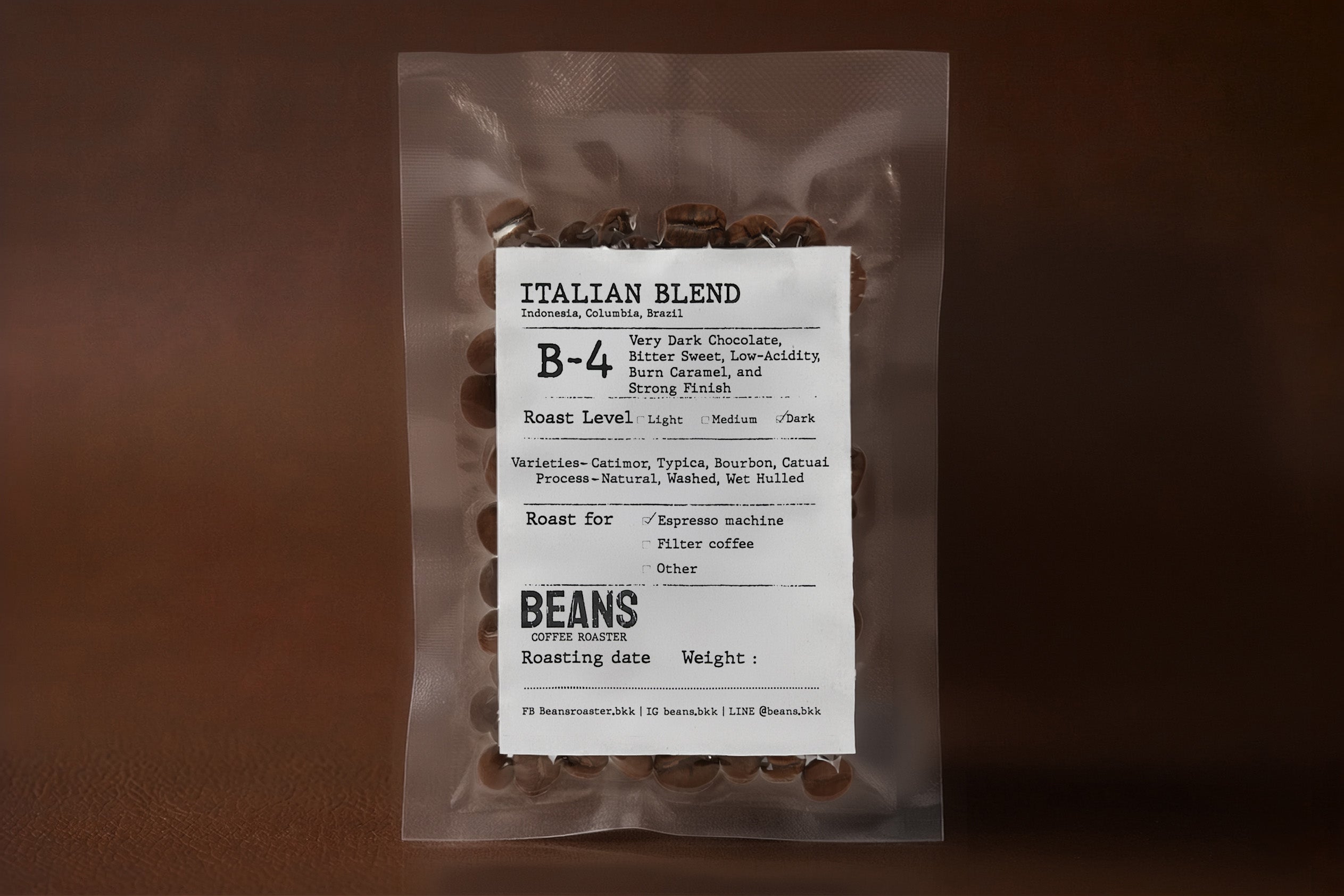 B-4 (Indonesia, Columbia, Brazil santos ) Dark Roast 20g.