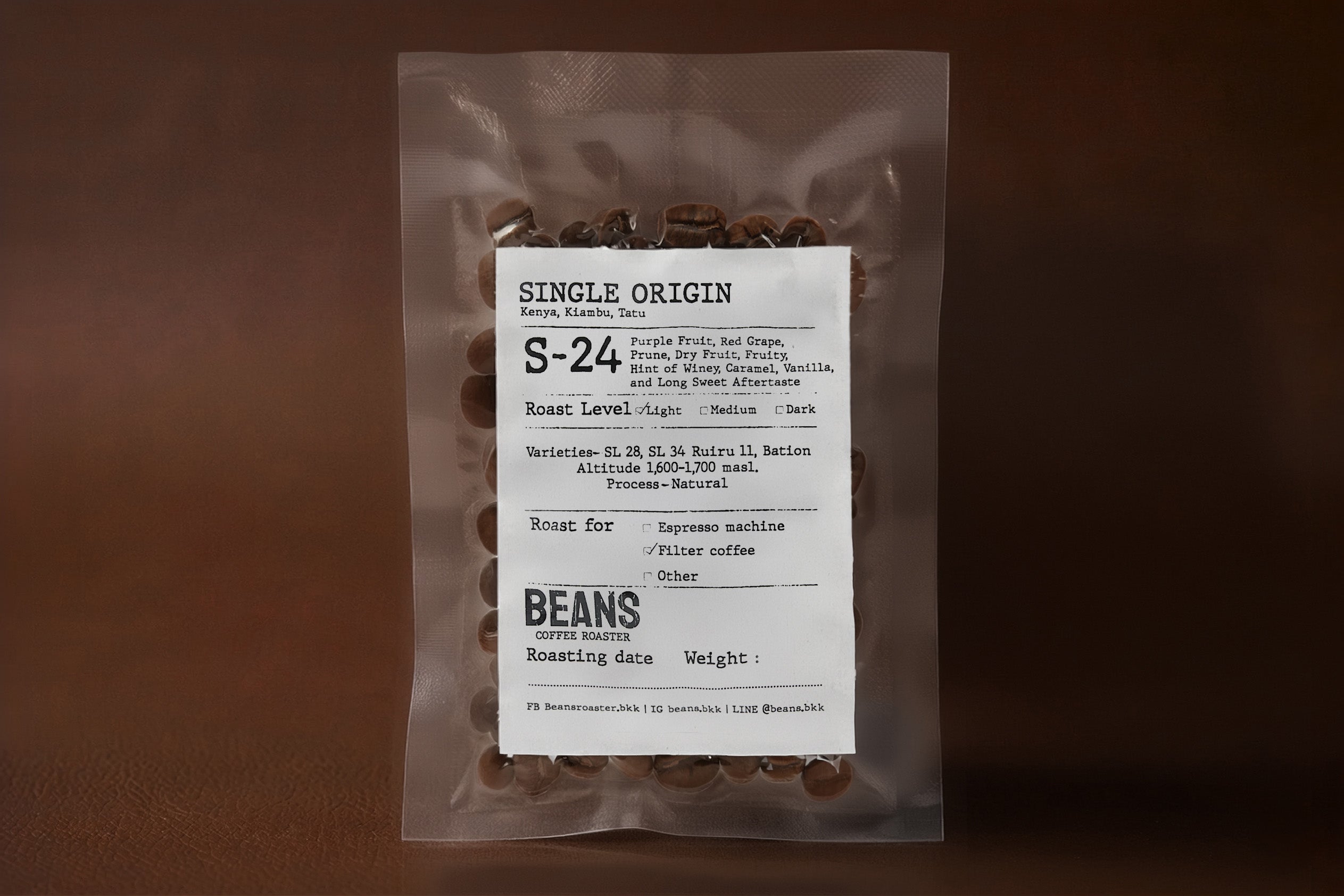 S-24 (Kenya, Kiambu Tatu) Light Roast 20g.