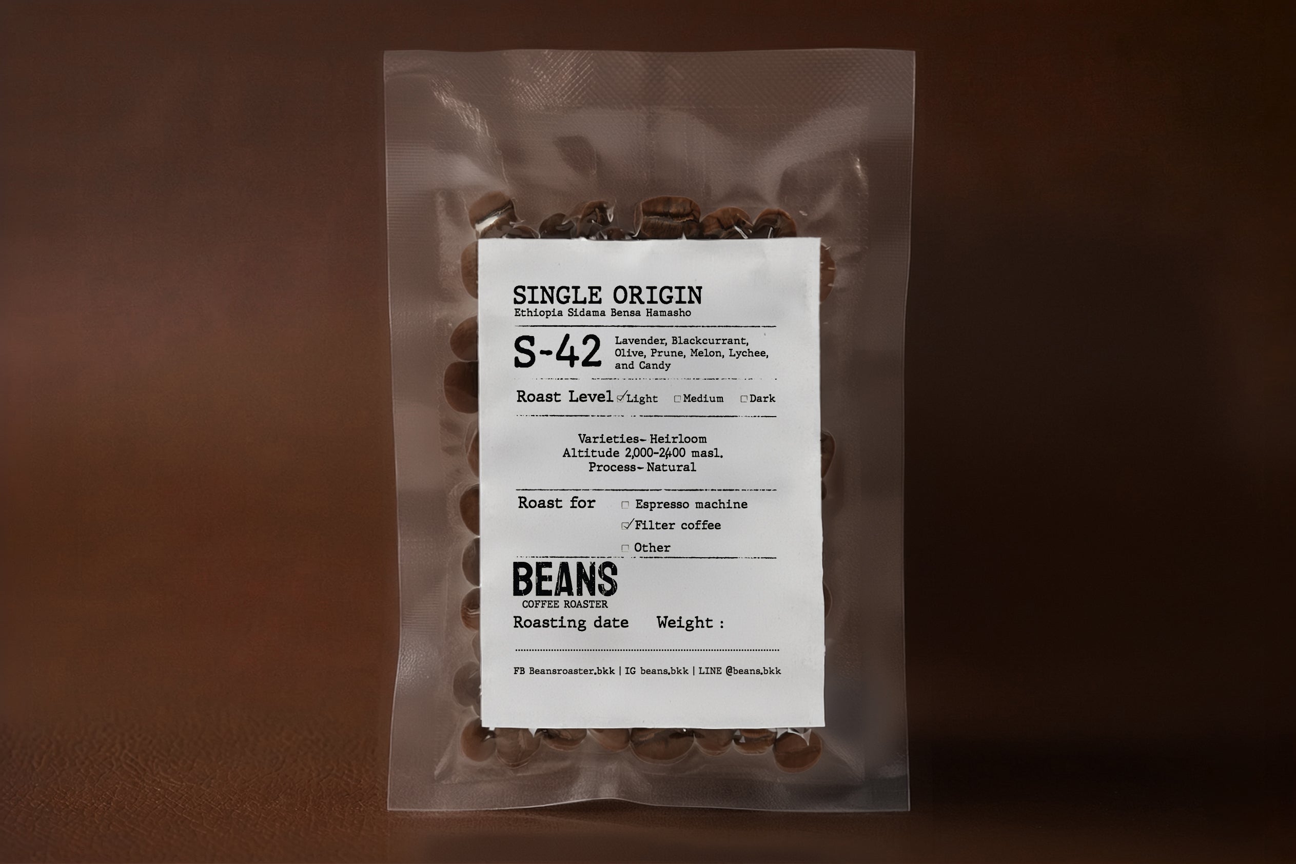 S-42 (Ethiopia Sidama Bensa Hamasho) Light Roast 20g.